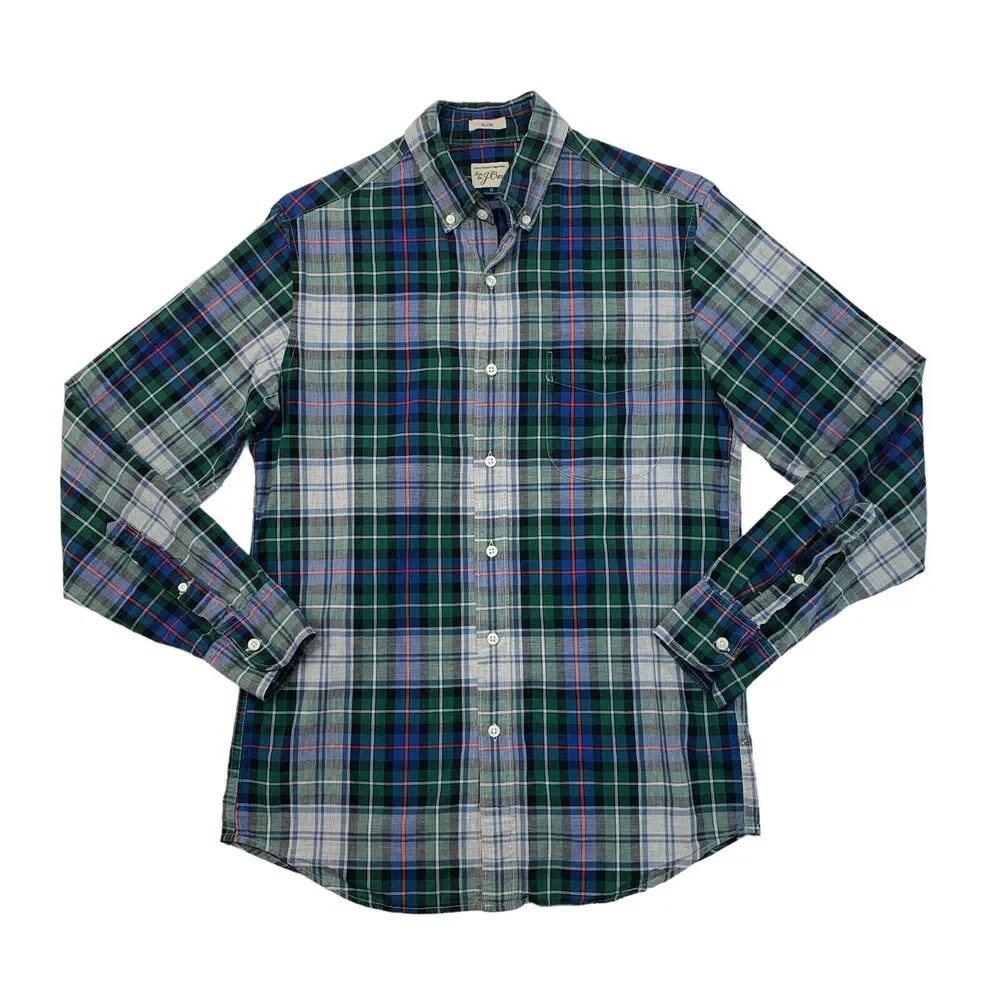J Crew Shirt Mens S Small Multi Plaid SLIM Fit Button Down Cotton Long Sleeve
